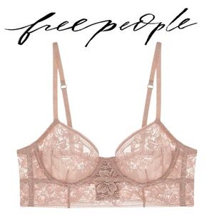 NWT Free People Sorento Longline Lace Demi Underwire Bra 34B Sweet Nothings Pink